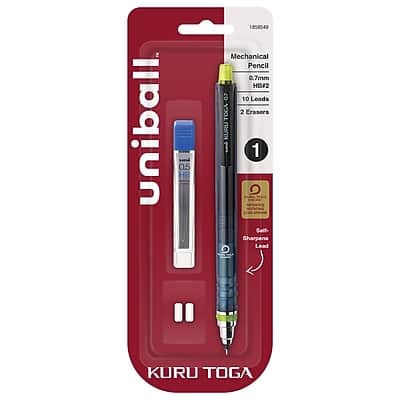 Uniball Mechanical Pencil  
0.7mm HB#2  
10 Leads  
2 Erasers  
KURU TOGA  
1 Seit-Sharpens Lead
