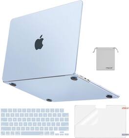 mosiso - Anti-Fingerprint Matte Hard Shell 4-in-1 Kit for MacBook Air 13 inch M5 M4 M3 M2 A3449 A3240 A3113 A2681 - Pastel Blue