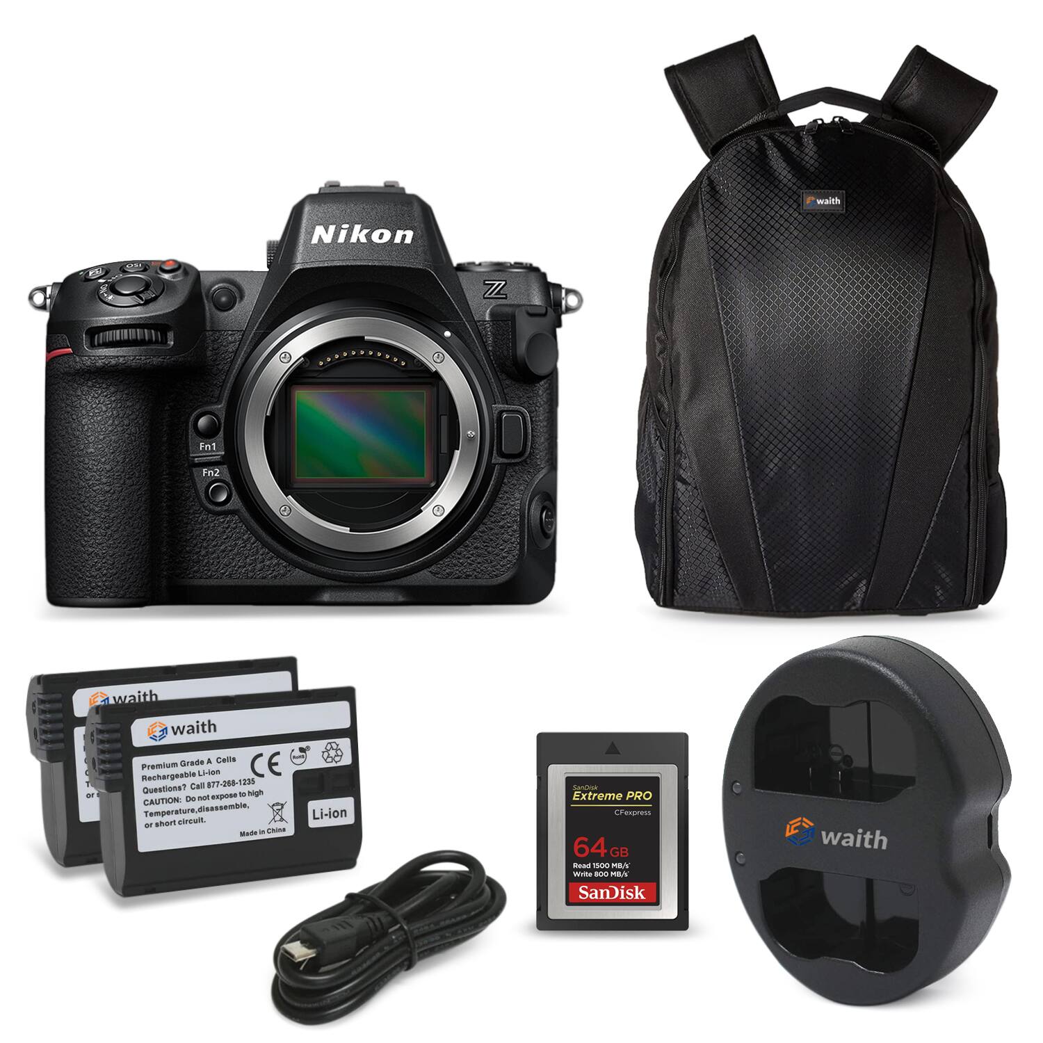 Bundle Nikon Z8 Mirrorless Camera with 64GB CFexpress, 2 Battery