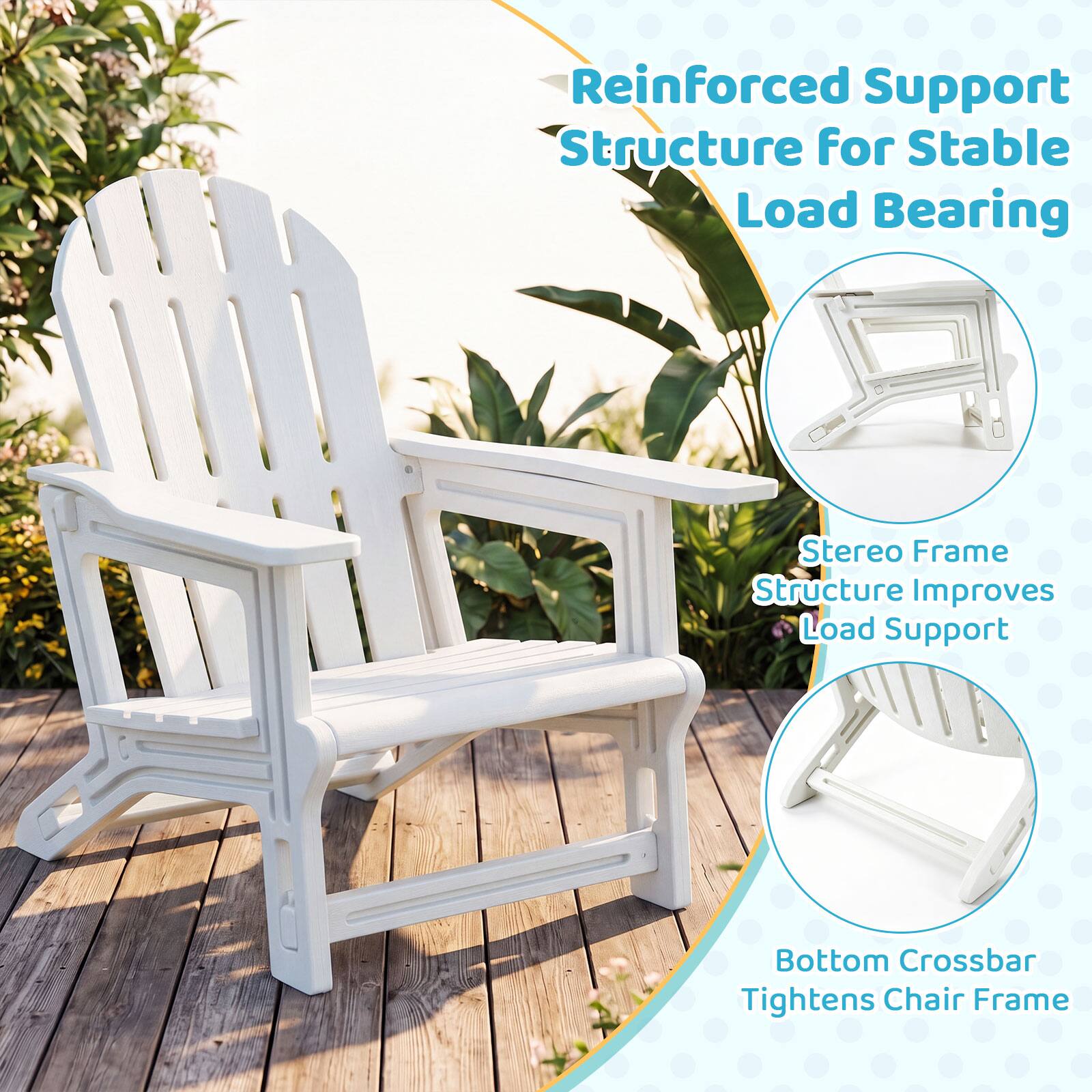 Reinforced Support Structure for Stable Load Bearing  
Stereo Frame Structure Improves Load Support  
Bottom Crossbar Tightens Chair Frame