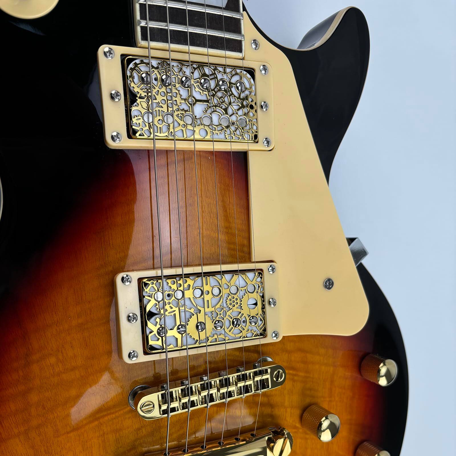 Back. Dazzling Pops - 2 Brass Humbucker Guitar Pickup Covers / Pole Spcing Engraved Electric For Les Paul () - heptachrome Style B.