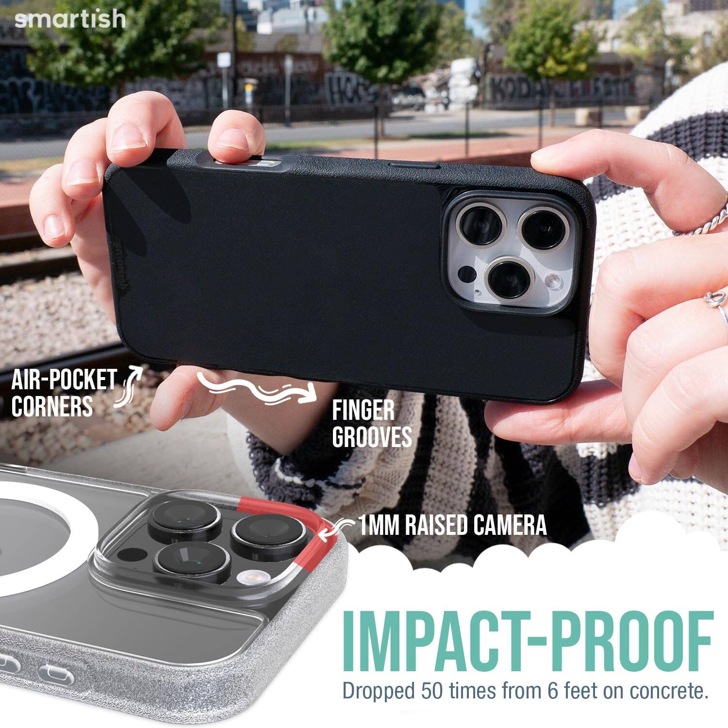 smartish  
KODA AIR-POCKET CORNERS  
FINGER GROOVES  
1MM RAISED CAMERA  
IMPACT-PROOF  
Dropped 50 times from 6 feet on concrete.