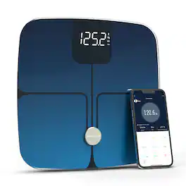 Nautica - Smart Body Scale, Bluetooth, BMI, Body Fat, Muscle & More, Smartphone App for Body Composition Tracking, 440 Lbs - Navy Blue