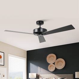 Parrot Uncle - 52" Modern Black DC Motor No Light Ceiling Fan - Barbeque Black
