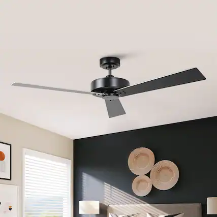 Front. Parrot Uncle - 52" Modern Black DC Motor No Light Ceiling Fan - Barbeque Black.