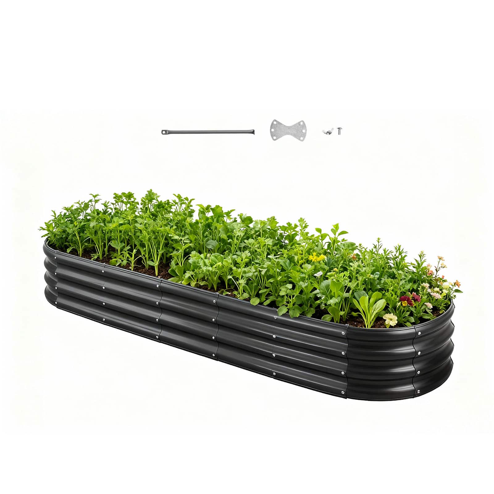 VEVOR - Metal Raised Garden Bed, 8 x 2 x 1 ft Oval Outdoor Galvanized Planter Garden Box, Open Bottom Design - Dark Gray price history on PriceWatchPro