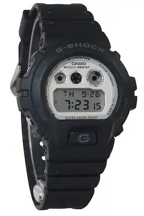 G-SHOCK ILLUMINATOR CASIO SHOCK RESIST ALARM ADJUST TIMER CHRONO | ESET A OS 30 BACKLIGHT TH 9-26 03 P 7:23 ON/OFF STOP 15 LIGHT ALARM START-STOP MODE WATER 20BAR RESIST
