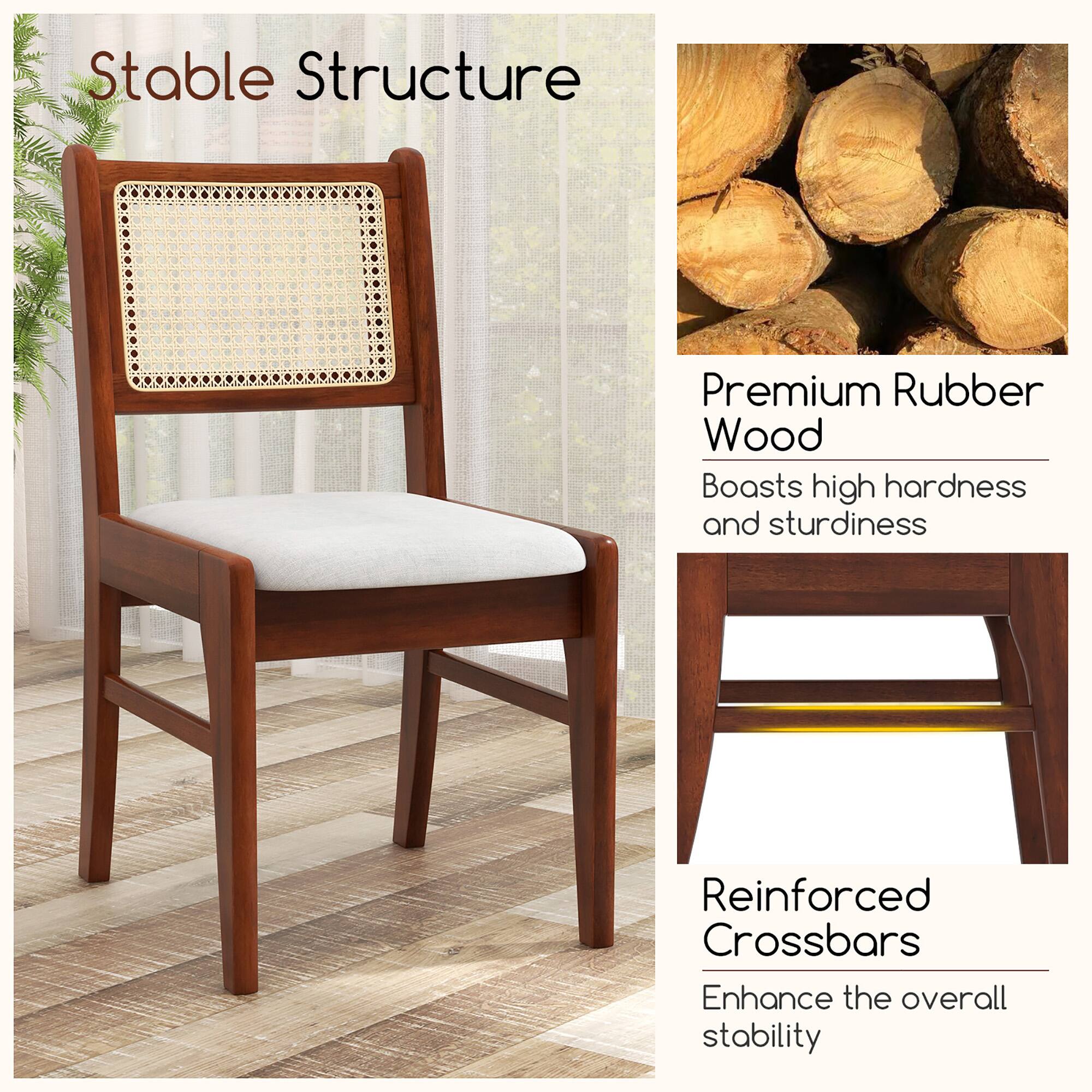 Stable Structure

Premium Rubber Wood  
Boasts high hardness and sturdiness

Reinforced Crossbars  
Enhance the overall stability