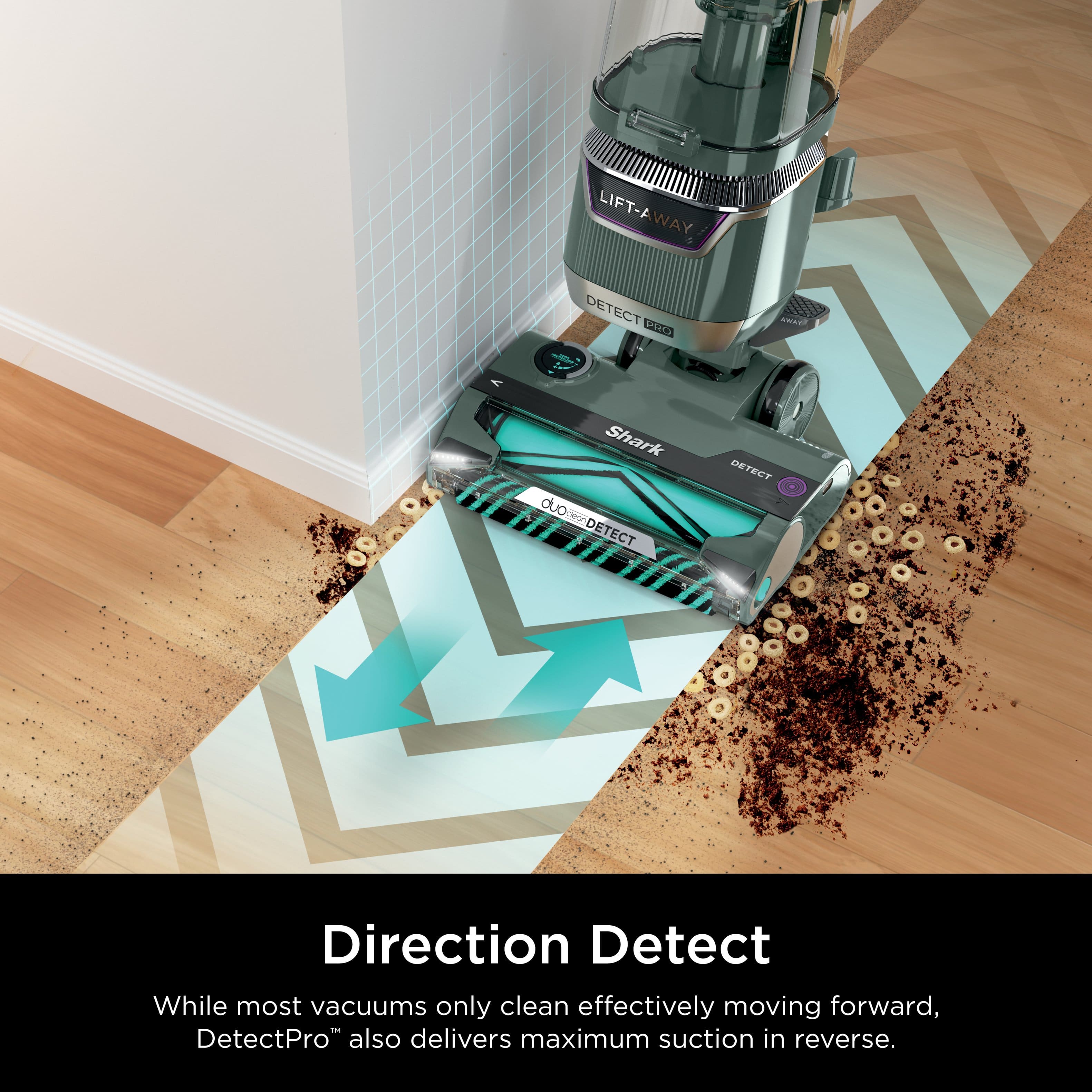 LIFT-AWAY LIFT-A-WAY DETECT PRO OSI5A SewA Shark duo duo Direction Detect While most vacuums only clean effectively moving forward, DetectPro also delivers maximum suction in reverse.