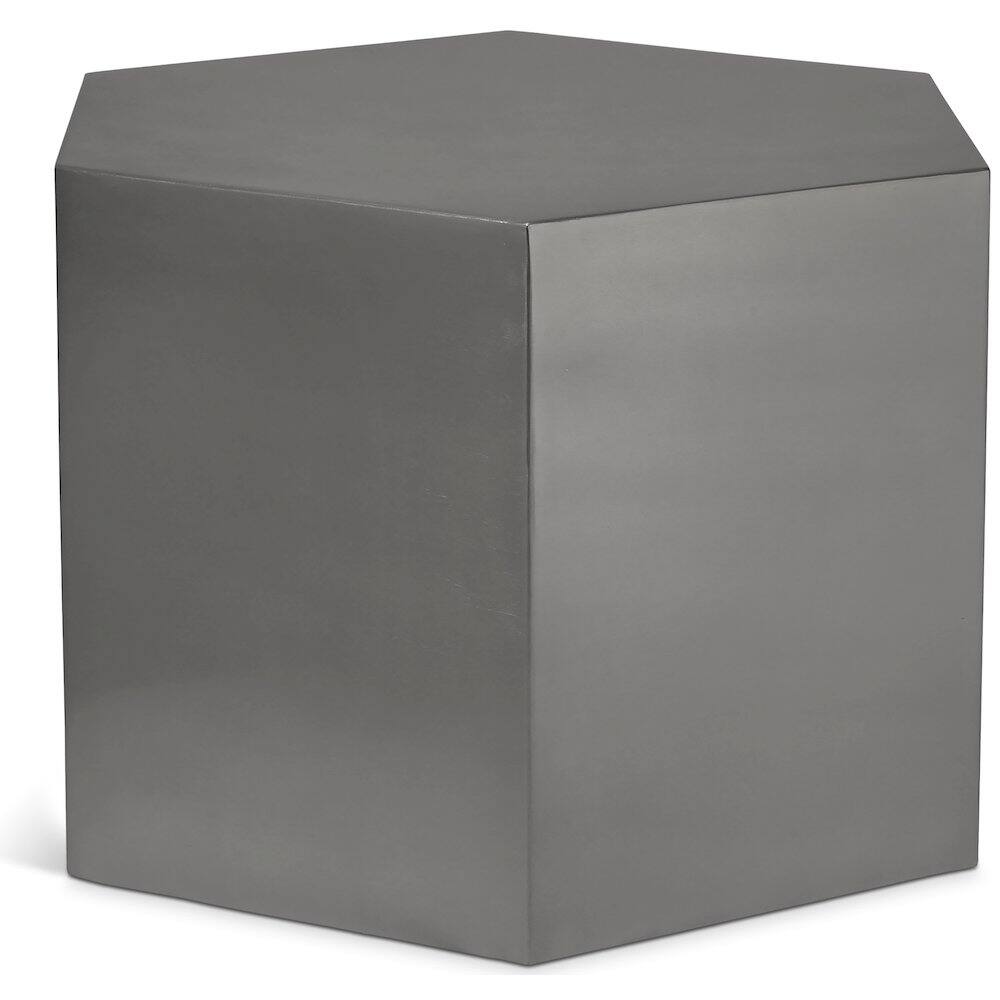 Front. Meridian Furniture - Hexagon Brushed Chrome Coffee Table - Silver.
