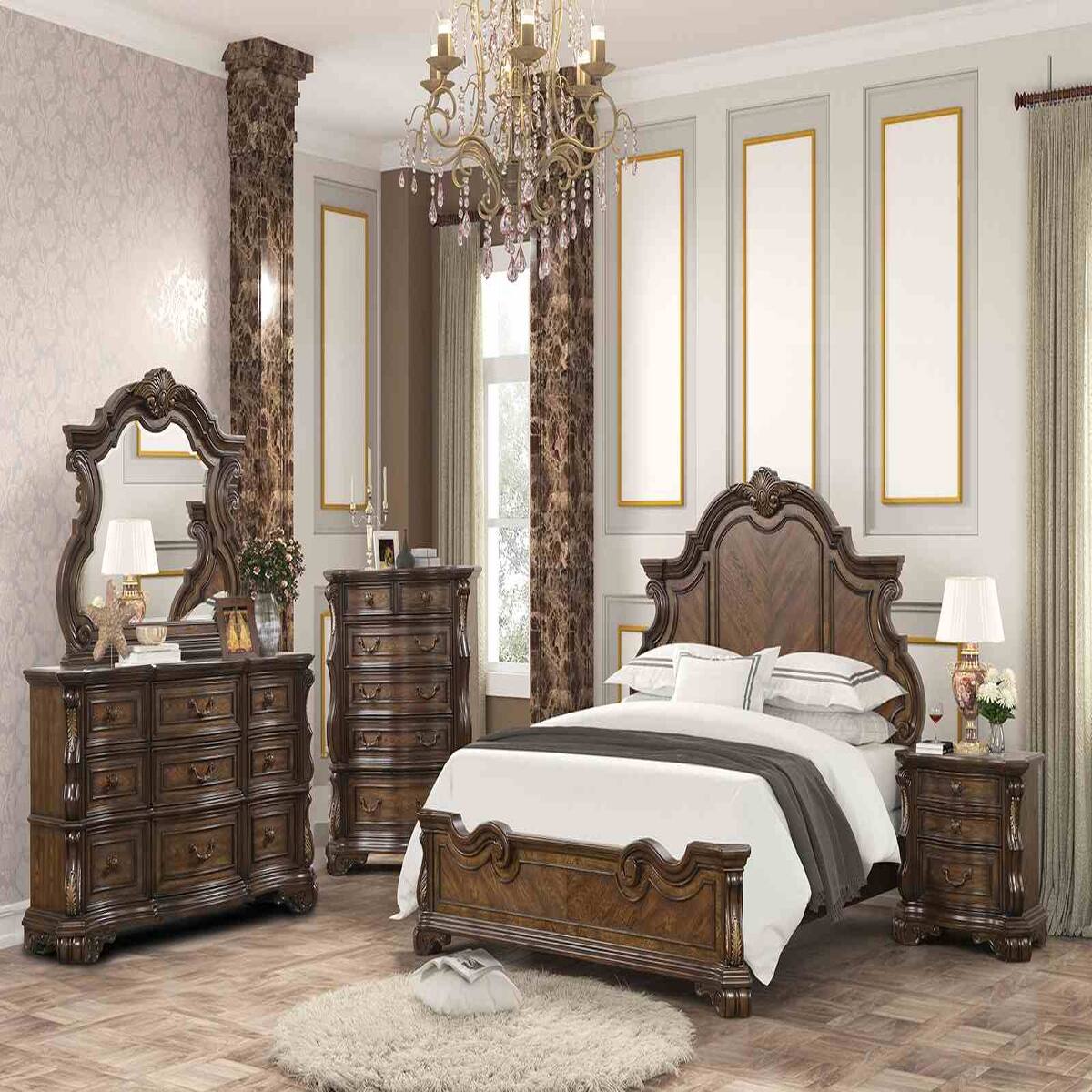 Alt View 6. Loheer - Loheer Traditional Bedroom Nightstand, Dark Brown Three-Drawer Wood Table with USB Ports - Dark Brown.