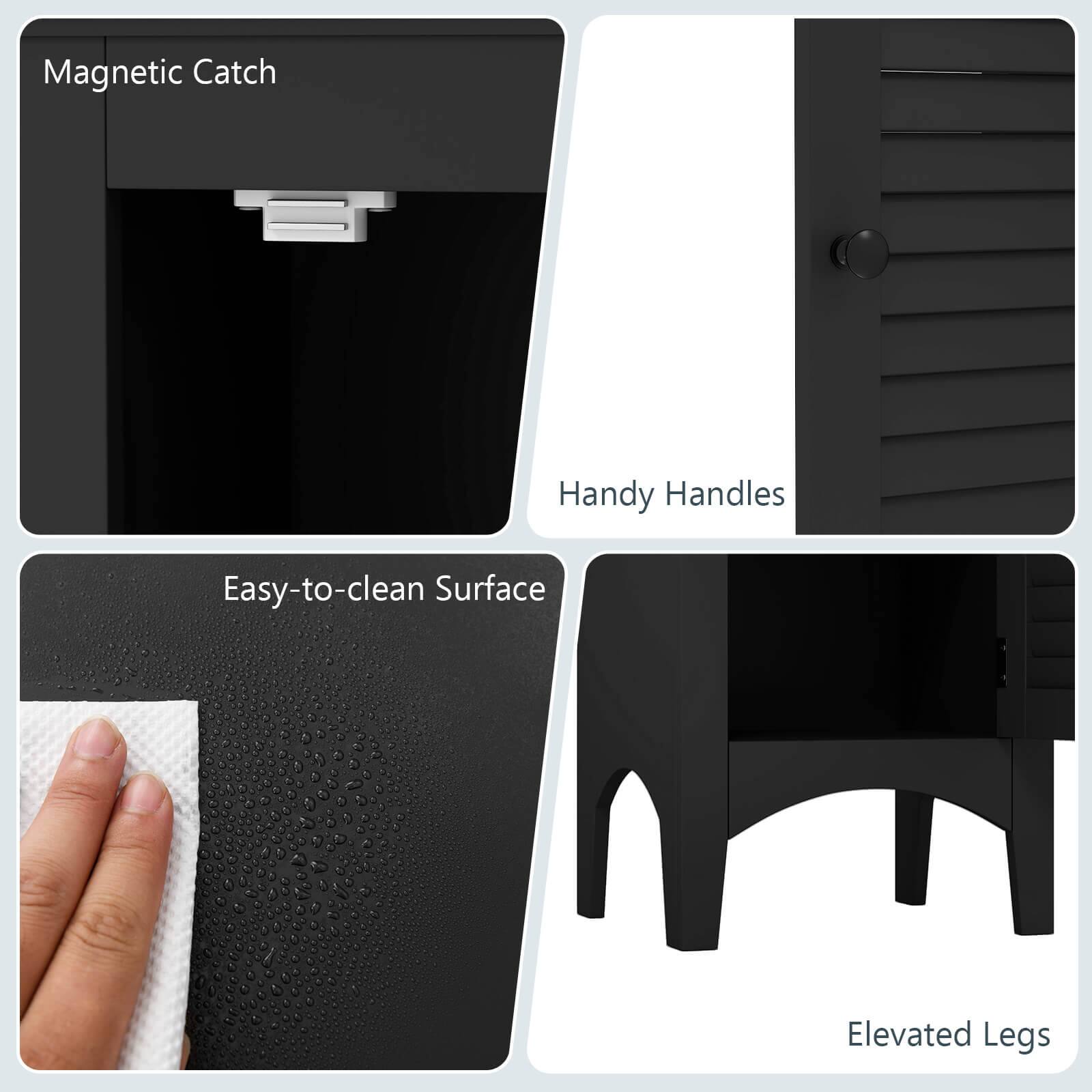 - Magnetic Catch
- Handy Handles
- Easy-to-clean Surface
- Elevated Legs