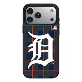 Keyscaper - MLB - Detroit Tigers Plaid Magnetic Bump iPhone Case - 15 - Black