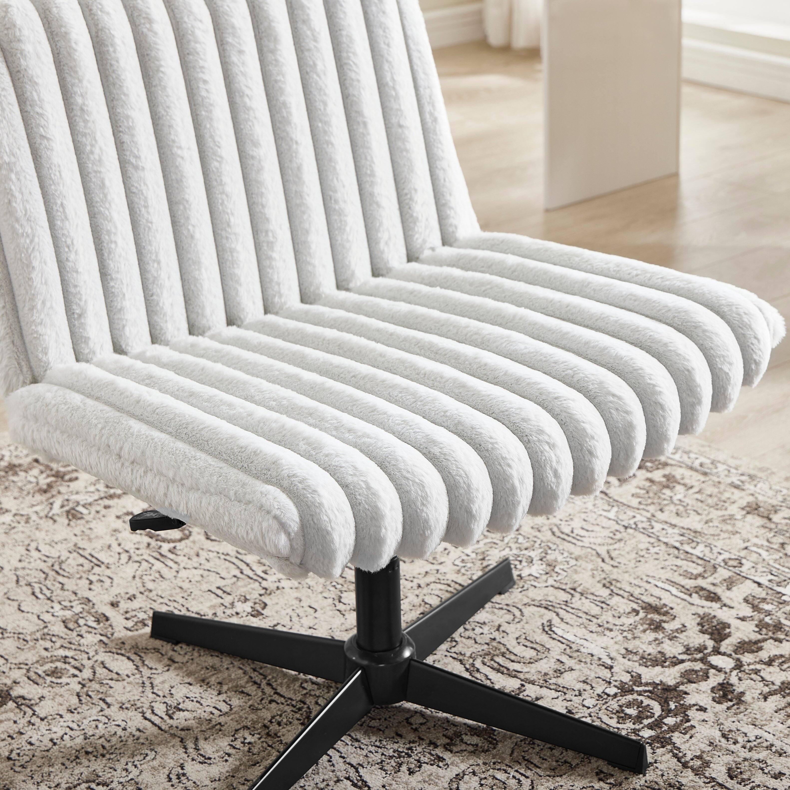 Alt View 2. Forest'nSky - Adjustable Cross-Legged Chair - Wide Seat Swivel Desk & Vanity Chair, Grey - Grey.