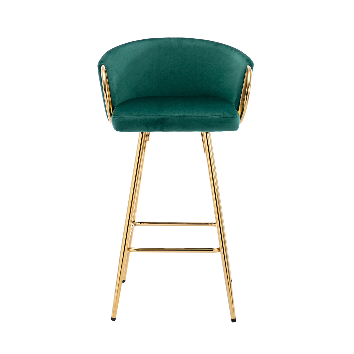 Left. Trinkets Crazed - 26" Velvet Counter Stools Set Of 2, Luxury Bar Chair With Low Back and Gold Legs For Kitchen Island - Green.