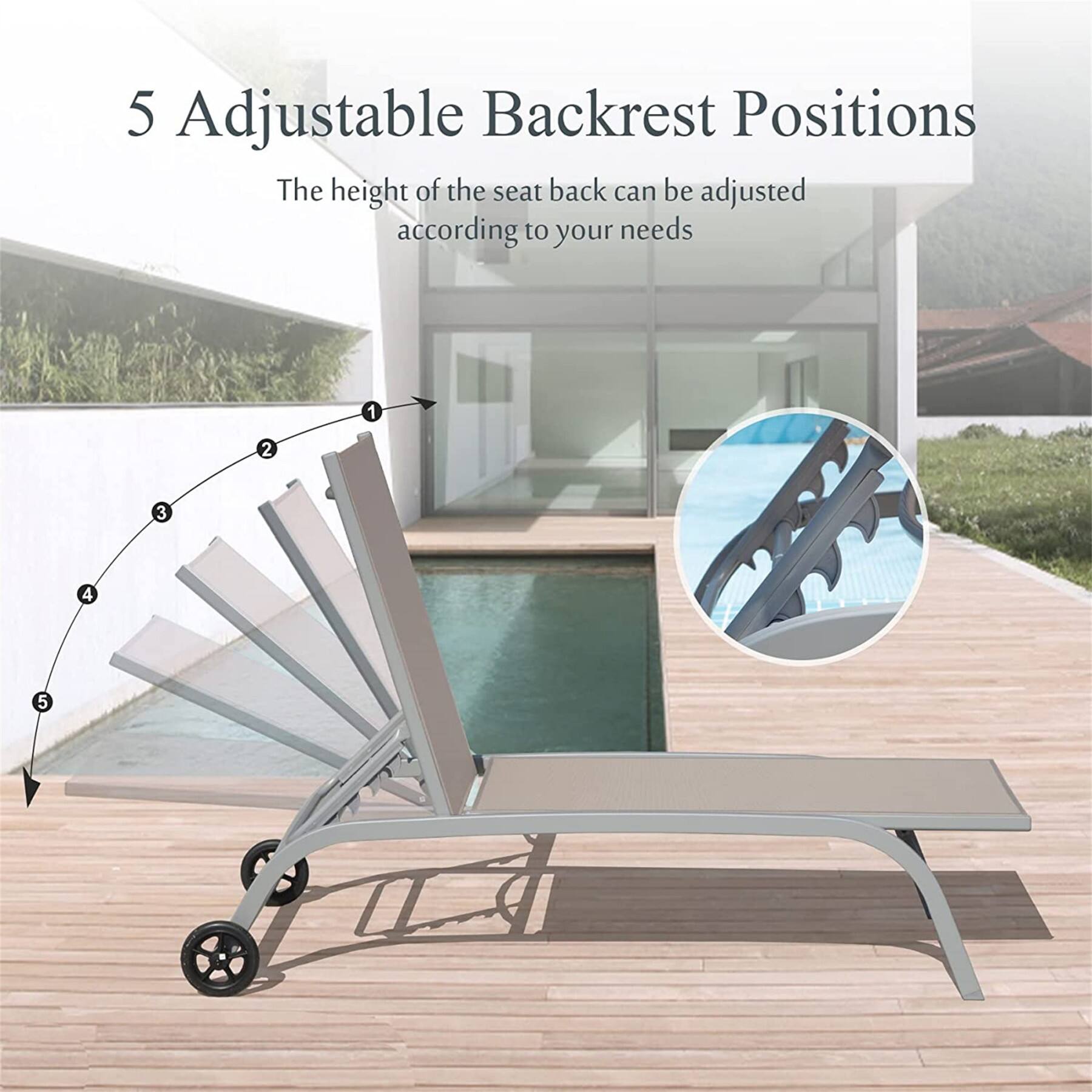 5 Adjustable Backrest Positions

The height of the seat back can be adjusted according to your needs

1 2 3 4 5