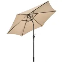 Costway - 9Ft Outdoor Market Patio Table Umbrella Push Button Tilt Crank Lift Beige - Beige - Front_Zoom