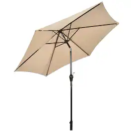 Costway - 9Ft Outdoor Market Patio Table Umbrella Push Button Tilt Crank Lift - Beige