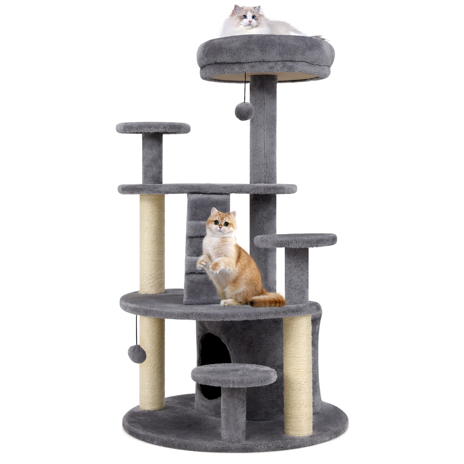 Gymax - Cat Tree for Adult Cats Multi-level Kitty Tower w/ Condo Padded Perch