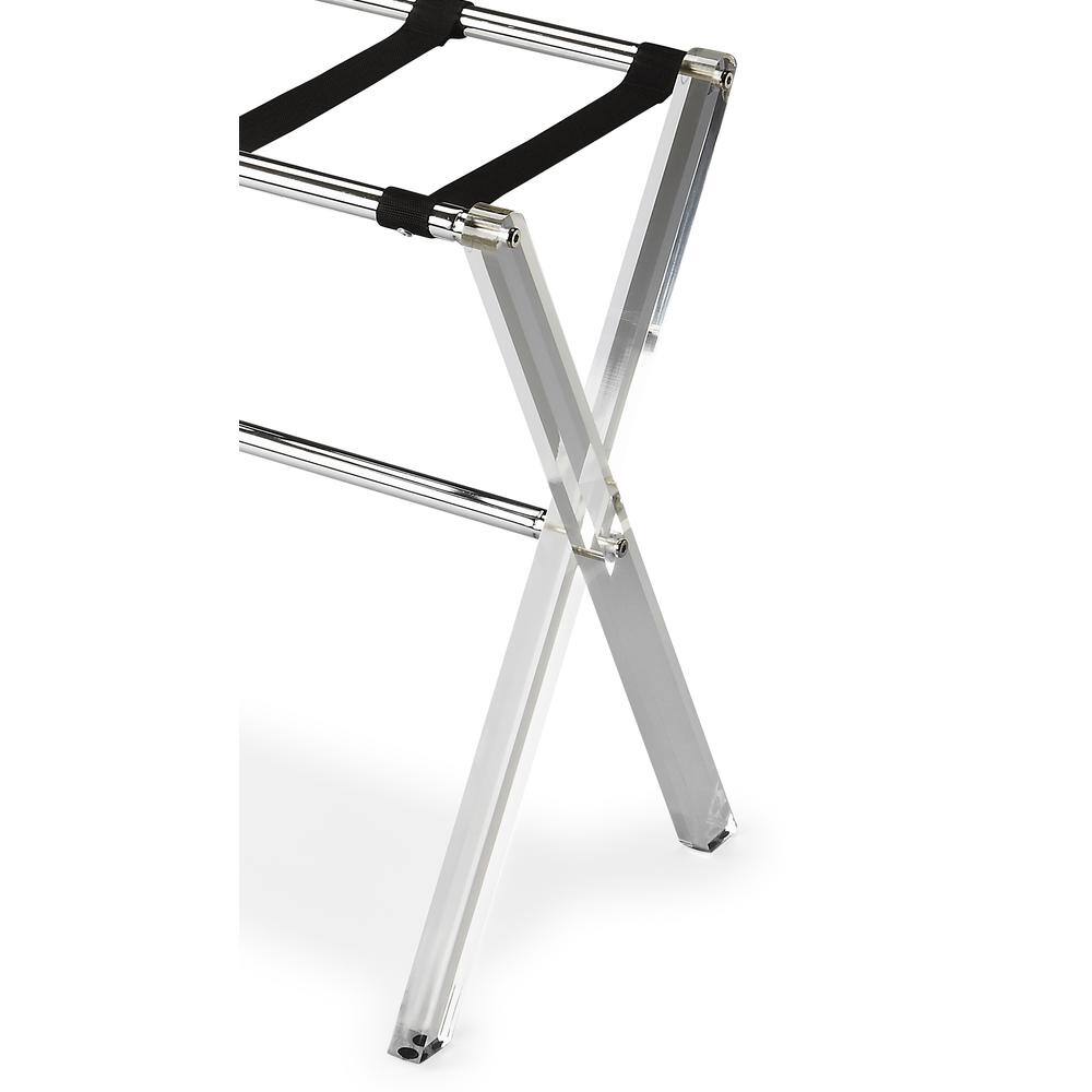 Angle. Butler Specialty - Crystal Clear Folding Acrylic Luggage Rack - Clear.