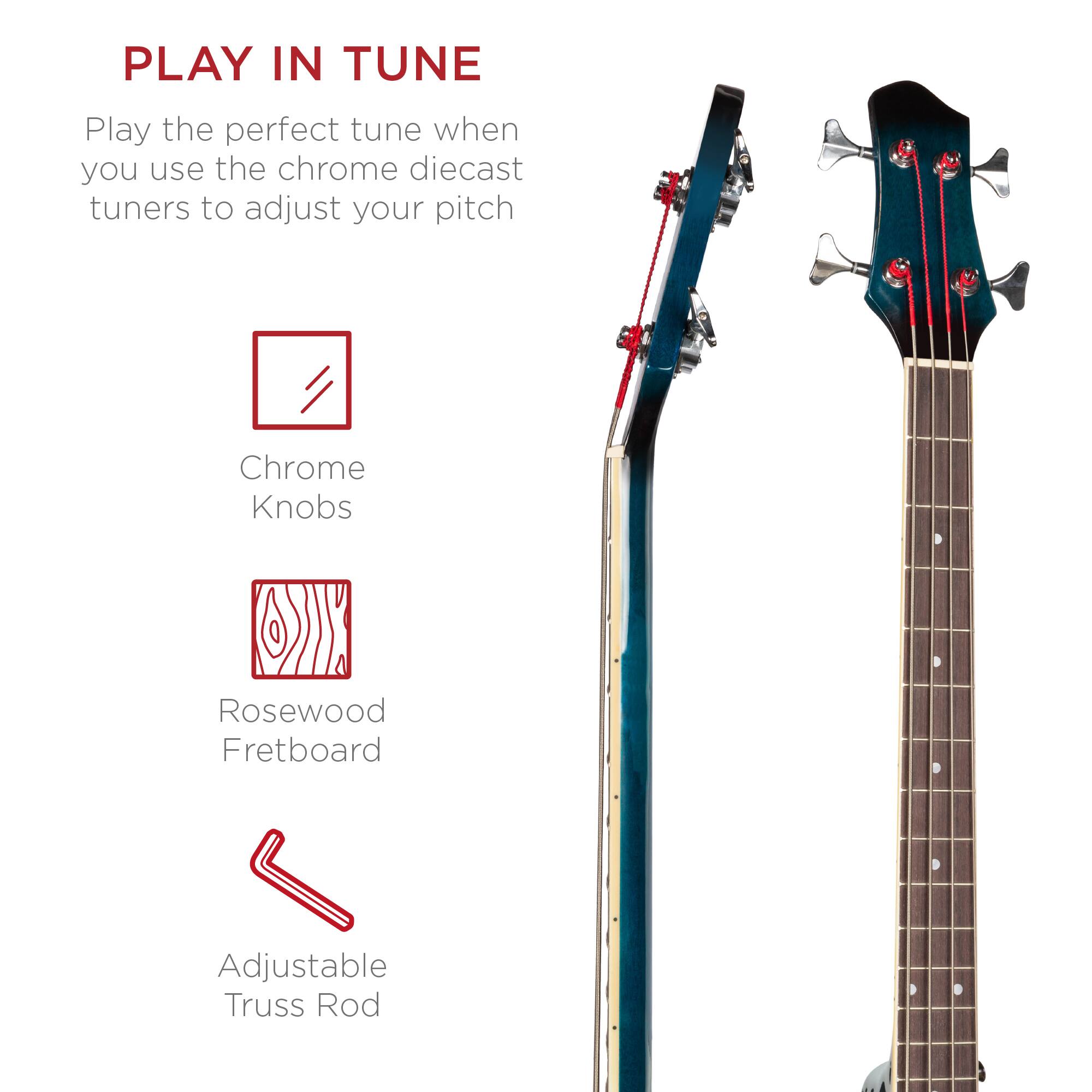 PLAY IN TUNE

Play the perfect tune when you use the chrome diecast tuners to adjust your pitch

- Chrome Knobs
- Rosewood Fretboard
- Adjustable Truss Rod