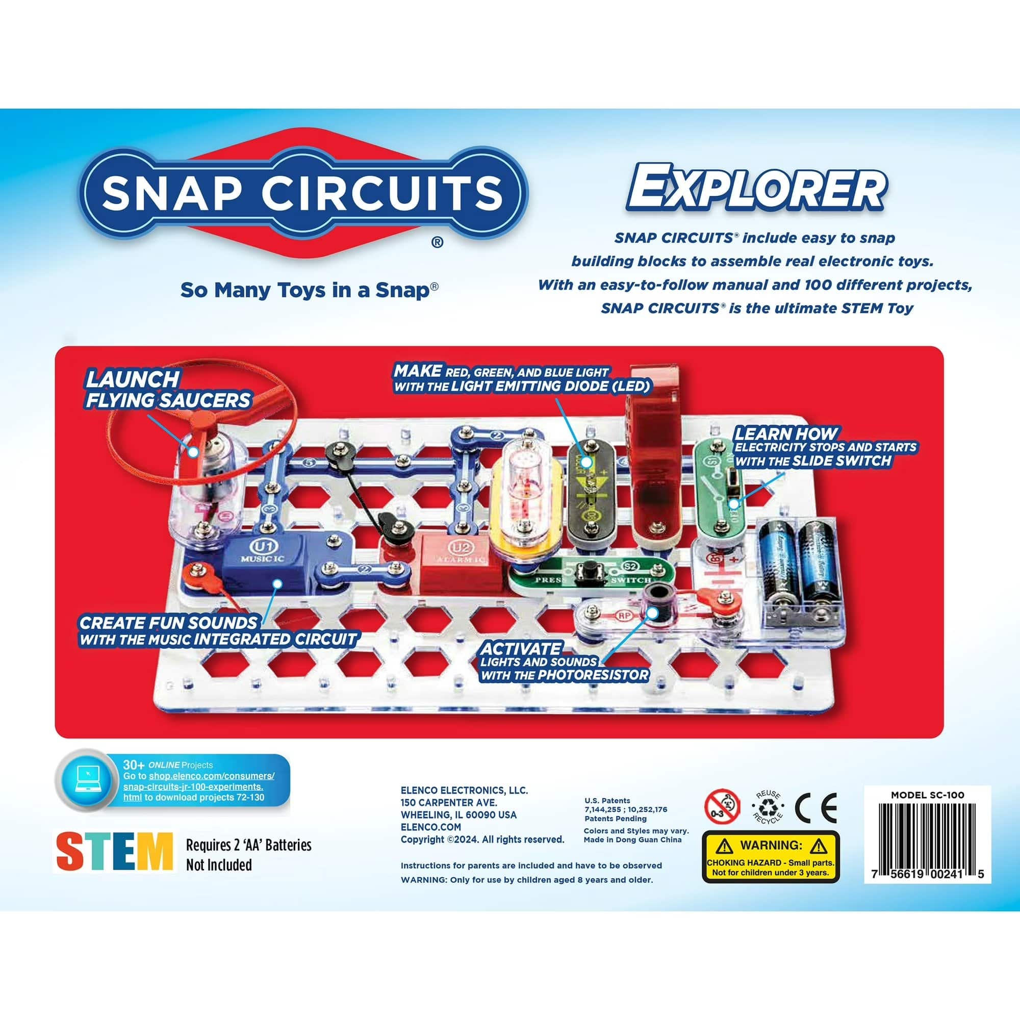 Snap Circuits Jr. SC100, Electronics Explorer Kit, 100+ Projects
