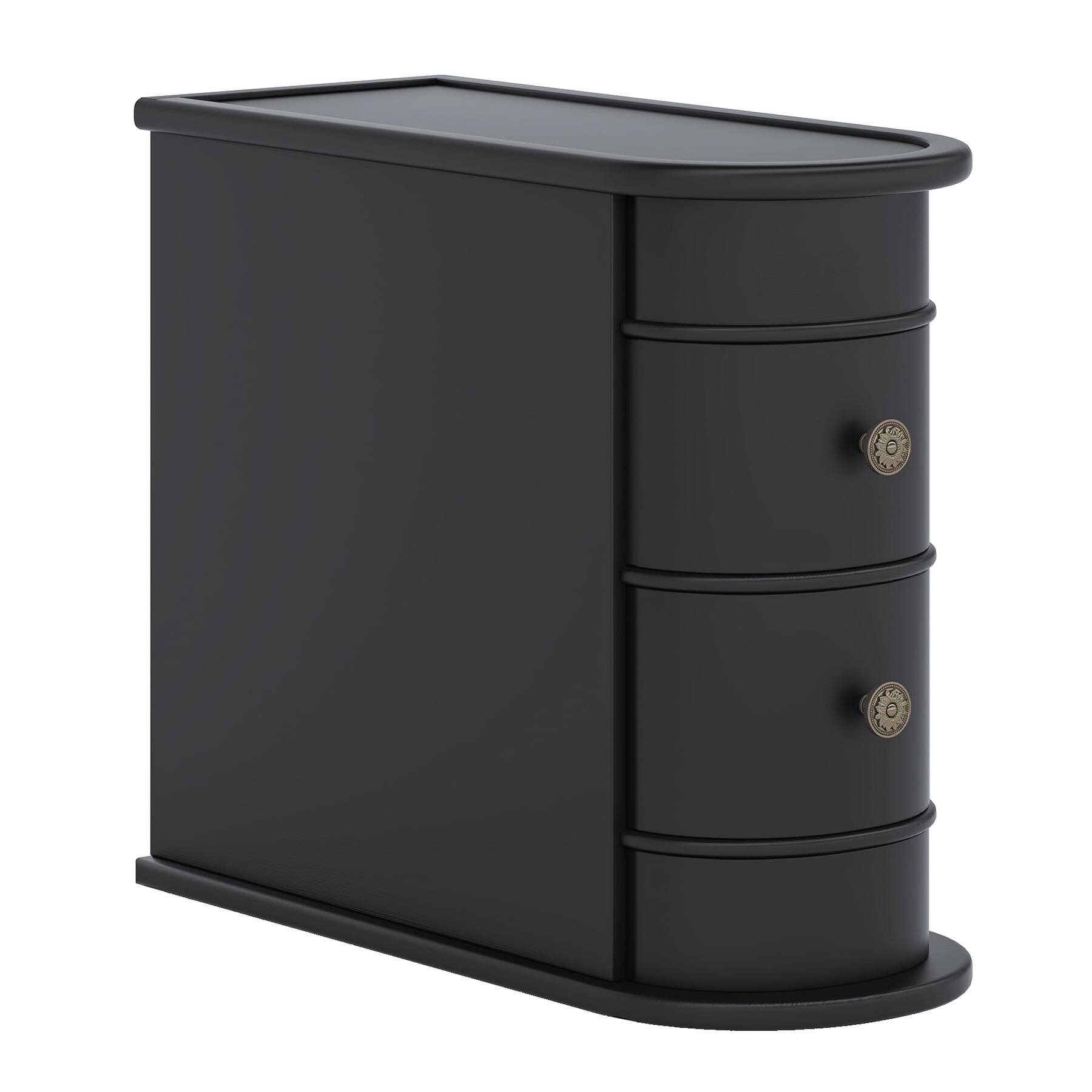 Left. Kadyn - Kadyn Nightstand,Functional Retro Brown Side Table, Sturdy & Elegant, Ideal for Small Spaces & Kids' Rooms, Black - Black.