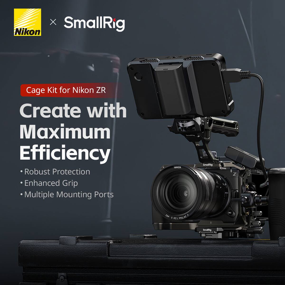 SmallRig Nikon Cage Kit for Nikon ZR Create with Maximum Efficiency Robust Protection Enhanced Grip Multiple Mounting Ports