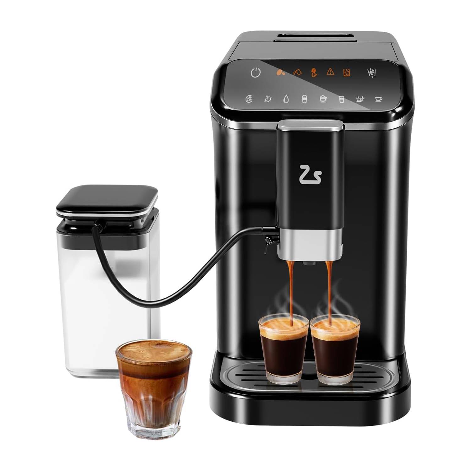 Front. Acekool - Acekool Fully Automatic Espresso Machine With Grinder, Coffee Machine for Latte, Cappuccino, and Macchiato - Black.