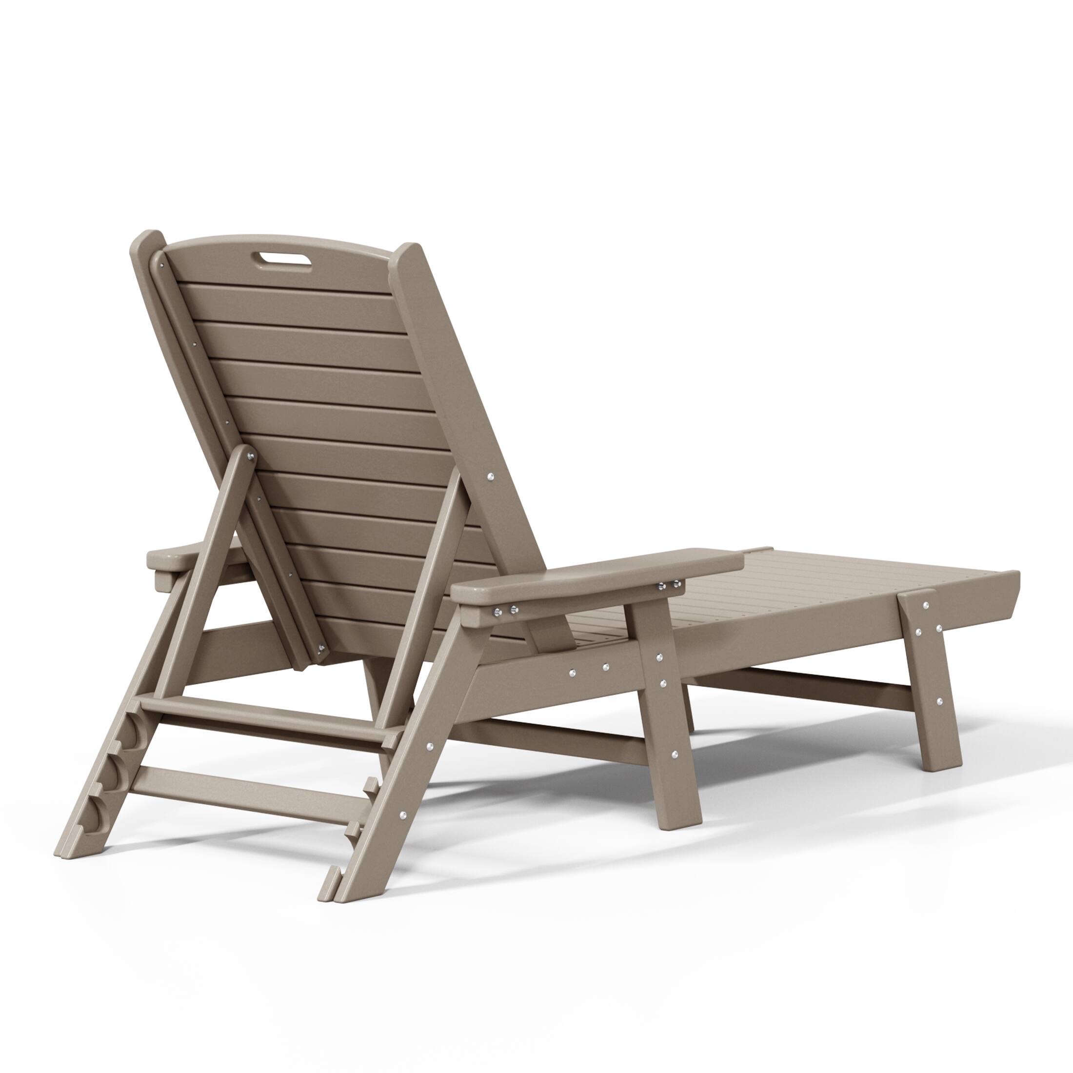 Back. WestinTrends - WestinTrends Malibu 3 piece Set Poly Adirondack Outdoor Chaise Lounges with Side Table - Weathered Wood.