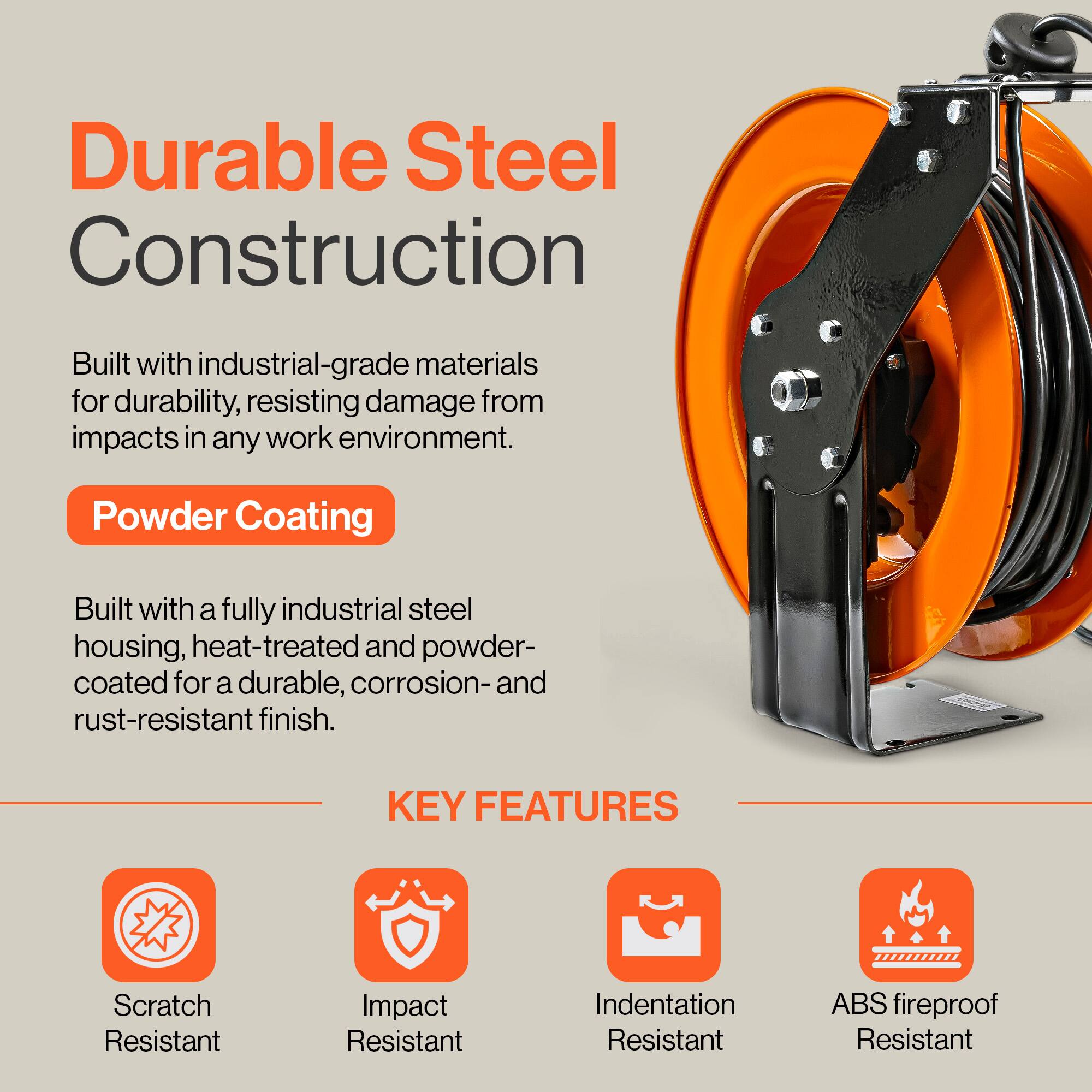 Durable Steel Construction  
Built with industrial-grade materials for durability, resisting damage from impacts in any work environment.

Powder Coating  
Built with a fully industrial steel housing, heat-treated and powder-coated for a durable, corrosion- and rust-resistant finish.

KEY FEATURES  
Scratch Resistant  
Impact Resistant  
Indentation Resistant  
ABS fireproof Resistant