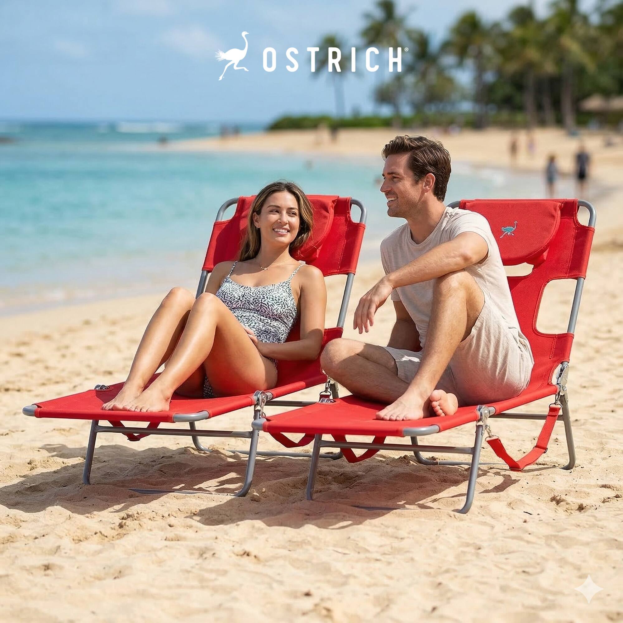 Alt View 5. Ostrich - Ostrich The Original Chaise Lounge, Facedown Beach Pool Tanning Chair, Red - Red.