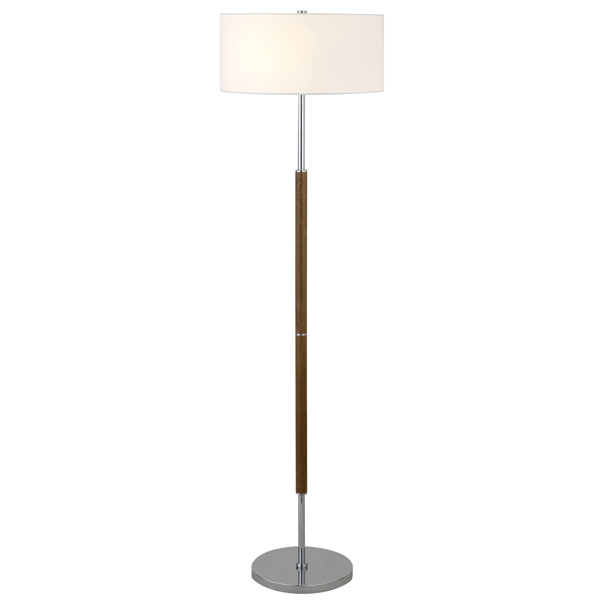 Front. Camden&Wells - Simone Floor Lamp - Rustic Oak/Polished Nickel.