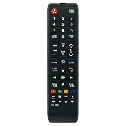 SOURCE
1 2 3
4 5 6
7 8 9
0 PRE-CH
TTX/MIX
MUTE
CHLIST
MEDIA.P
MENU
GUIDE
TOOLS
INFO
RETURN
EXIT
A B C D
E-MANUAL
3D
ADJUST.
AA59-00743A