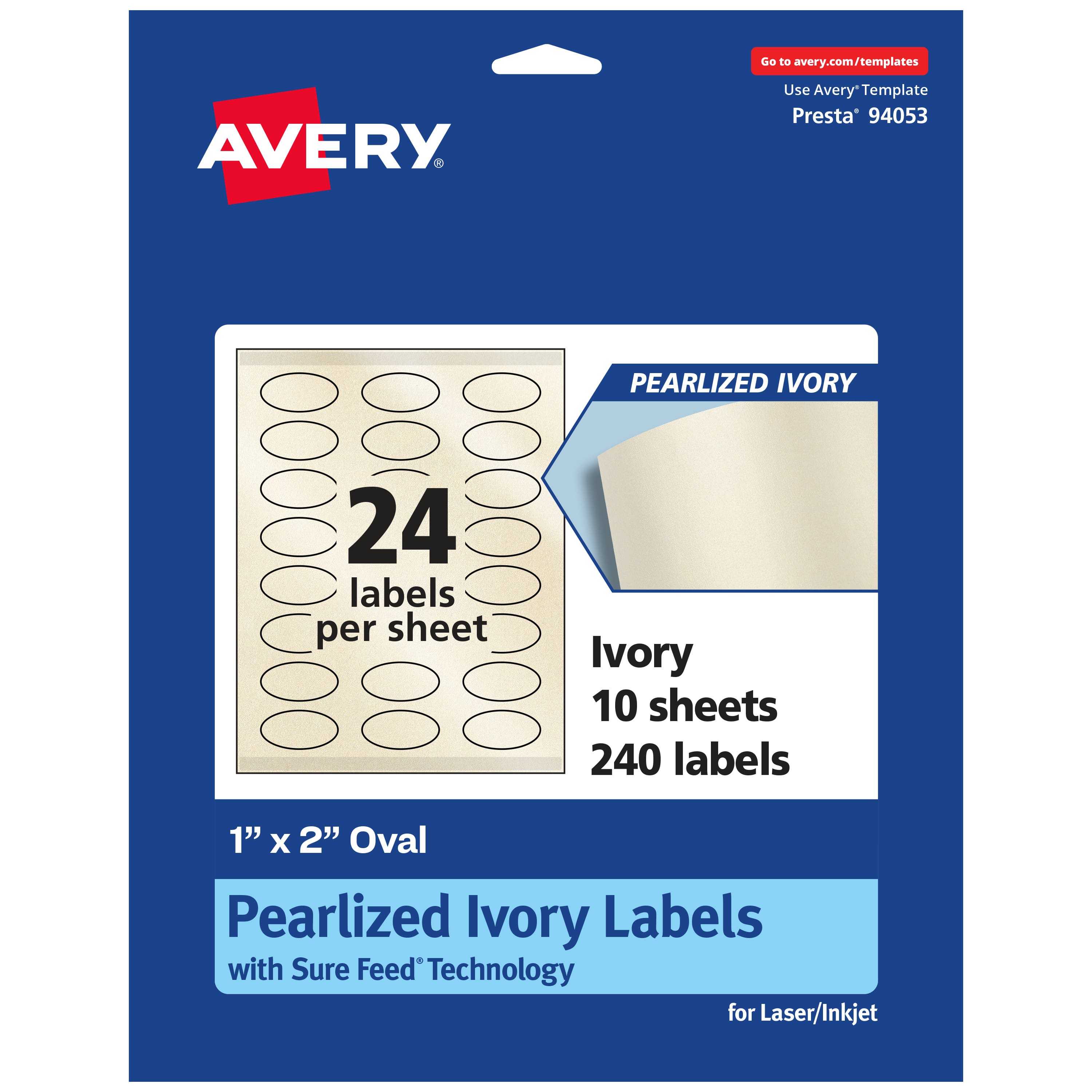 "Avery - Pearlized Ivory Oval Labels, 1"" x 2"", 240ct - White" price history on PriceWatchPro