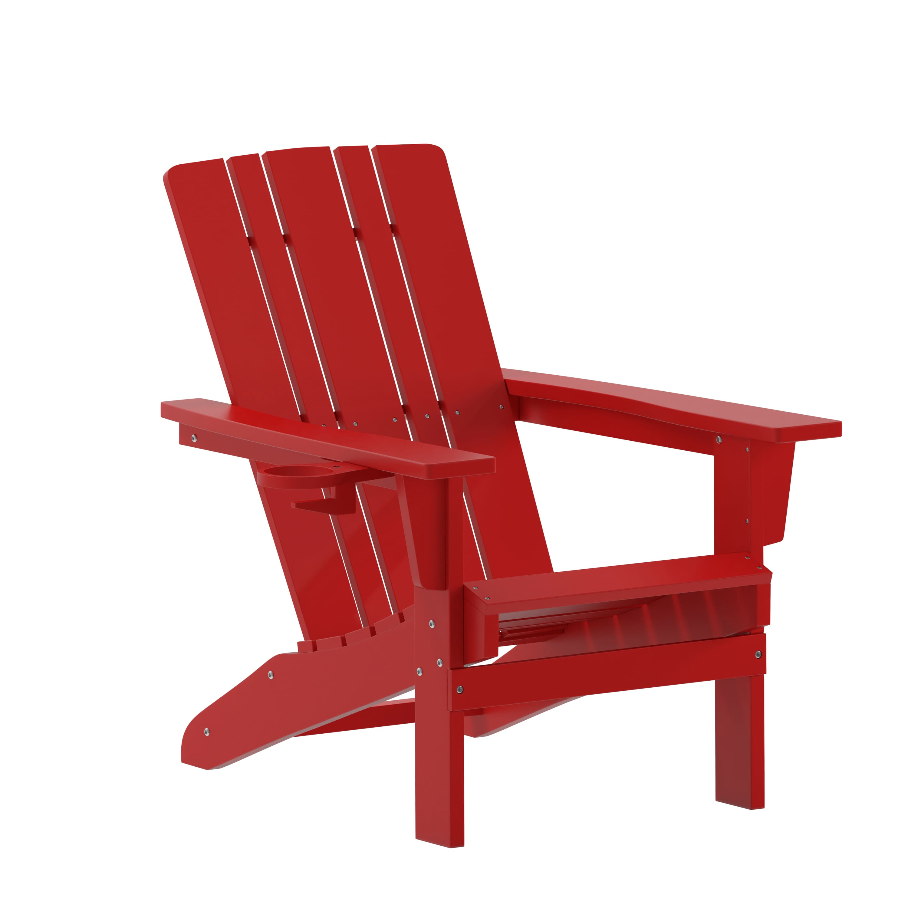 Emma + Oliver - Haley Adirondack Chair with Cup Holder, Weather Resistant HDPE Adirondack Chair - Red price history on PriceWatchPro
