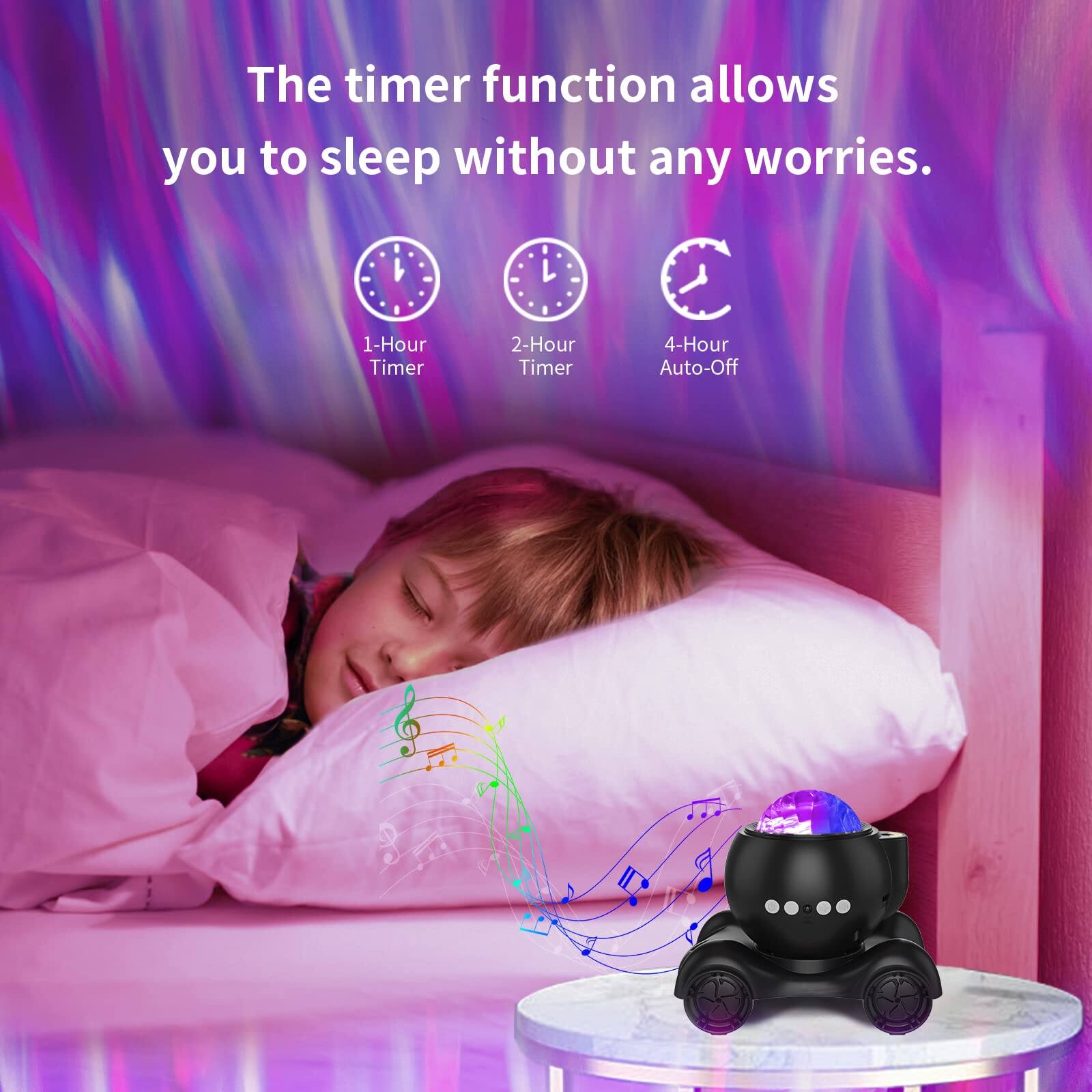 The timer function allows you to sleep without any worries.

1-Hour Timer  
2-Hour Timer  
4-Hour Auto-Off