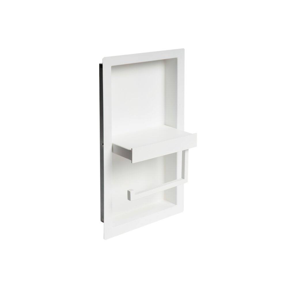 Back. Alfi - ALFI brand White Matte Stainless Steel Recessed Toilet Paper Holder Niche - Silver.