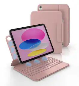 Dexnor - Keyboard Case for iPad (A16) 11th/10th Generation, Magnetic Folio Keyboard Trackpad Pencil Holder Backlit Rechargeable - Pink
