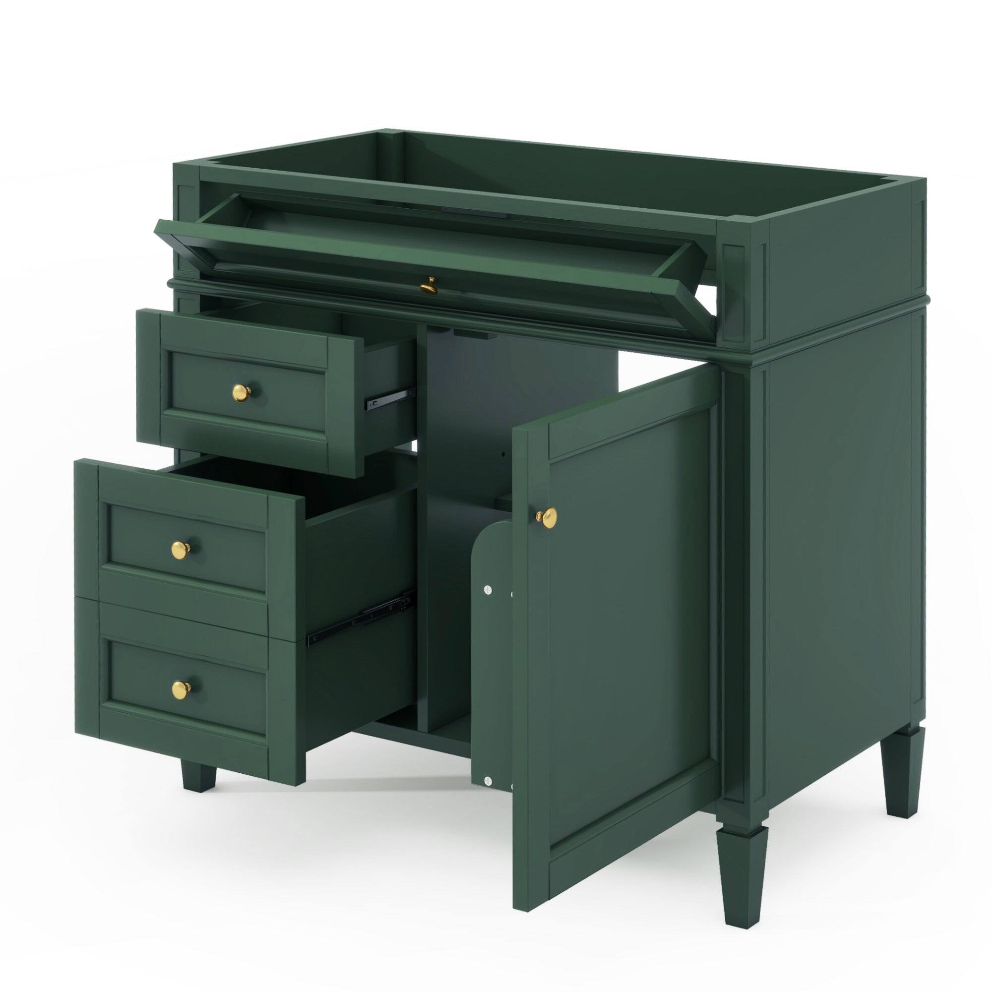 Alt View 8. Boyel Living - 36 Inch Modern Bathroom Vanity Cabinet Without Sink Solid Wood Frame Green - Green.