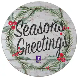 Jardine - NYU Violets 20'' x 20'' Season's Greetings Circle - White