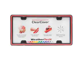 WeatherTech - ClearCover | License Plate Frame with Clear Cover Lens, Multi-Flex Gasket and Stainless Steel Hardware - Red / Black