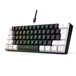 SKRAN - 60% Wired Gaming Keyboard, RGB Backlit Ultra Compact Mini Keyboard, for PC/Mac Gamers, Typist, Travel, Easy Travel - White