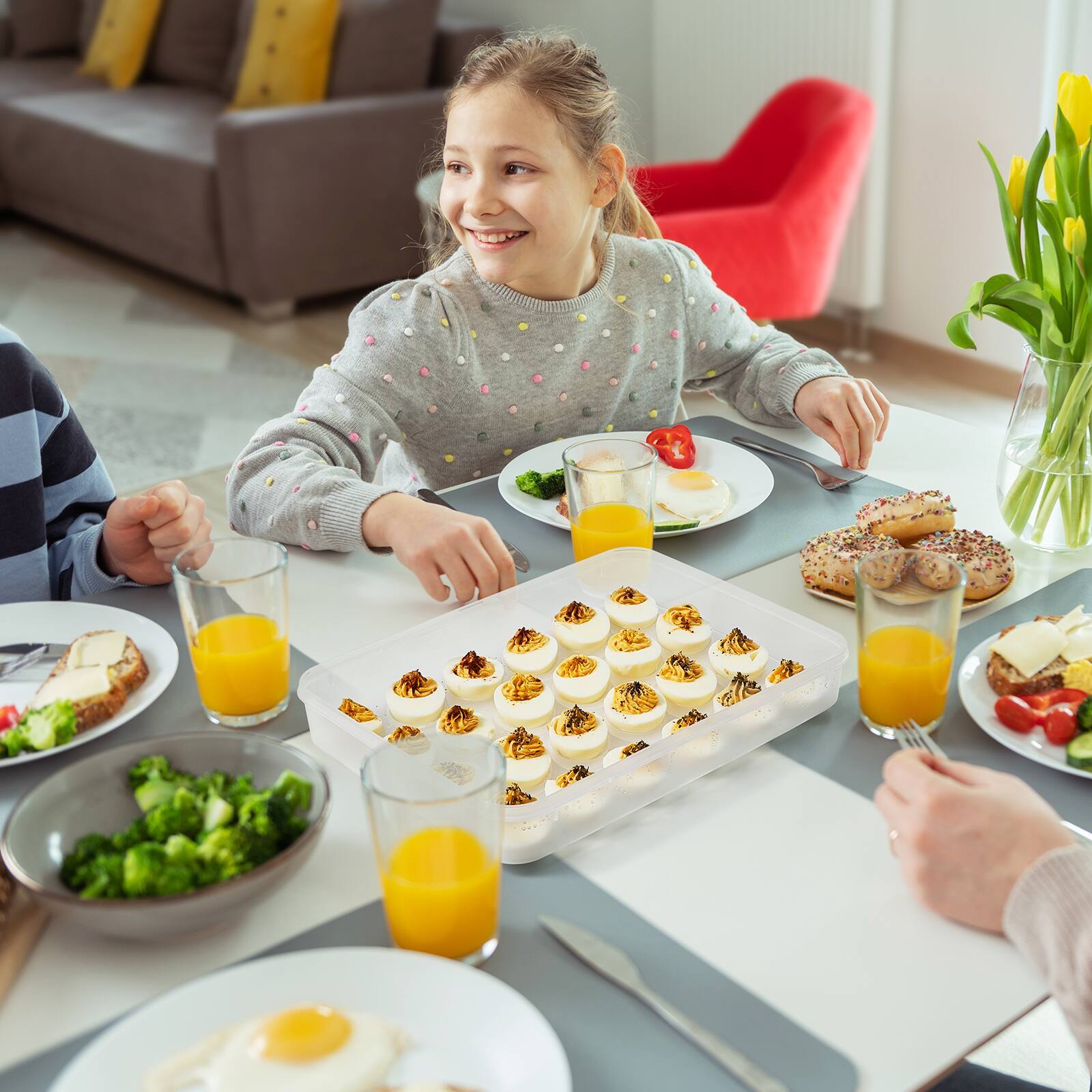 Alt View 3. Sorbus - Sorbus Set of 2 Egg Containers with Lids, Clear Deviled Egg Carrier Tray, Stackable & Portable Dispenser - Clear.