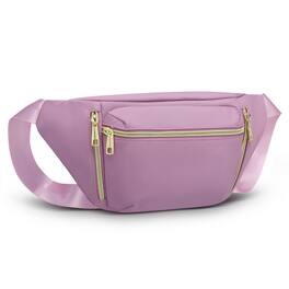 Unique Bargains - Crossbody Fanny Pack with 5-Zipper Pockets Waterproof Nylon Anti Theft Waist Bag for Women Men for Sports Traveling - Purple