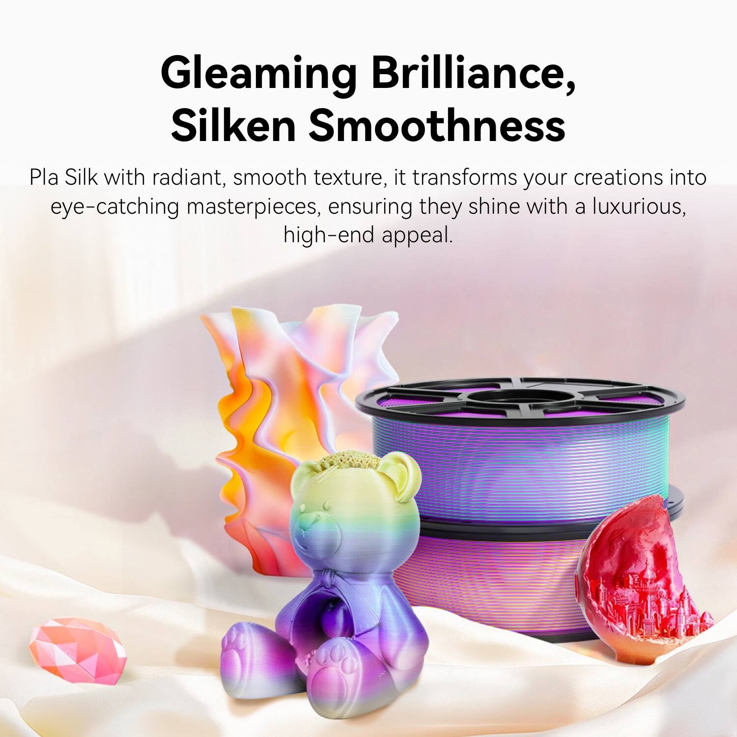 Alt View 6. Flashforge - PLA Silk Filament - Silk Red.