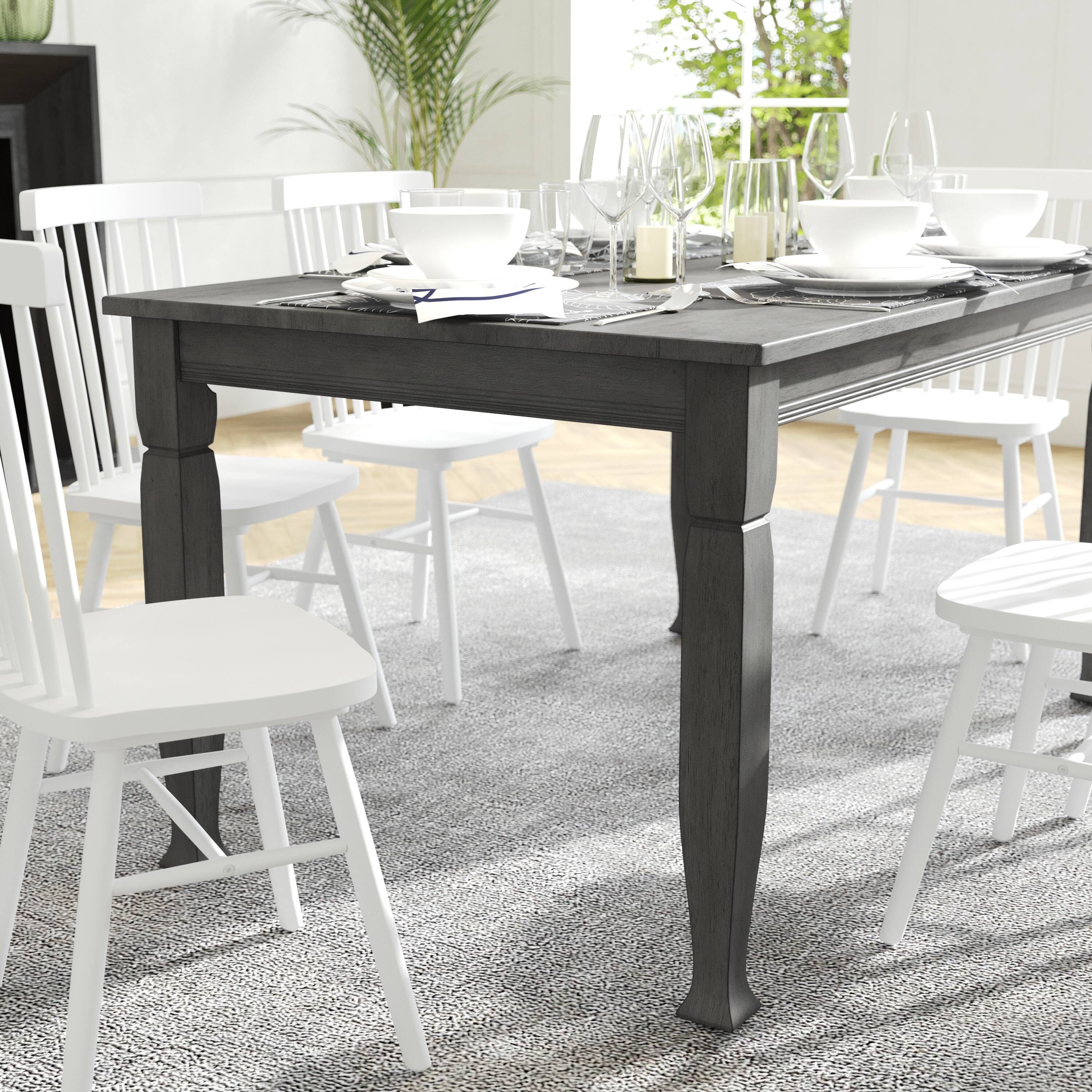 Alt View 3. Flash Furniture - Grace 60" Solid Wood Dining Table with Turned Wooden Legs, Commercial Grade Heavy Duty Rectangle Wood Table for 6, Antiq - Gray.