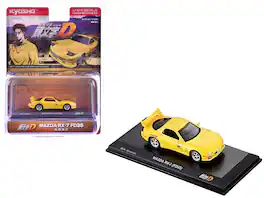 Mazda RX-7 (FD3S) RHD (Right Hand Drive) "Initial D" Manga 1/64 Diecast Model Car by Kyosho - Yellow