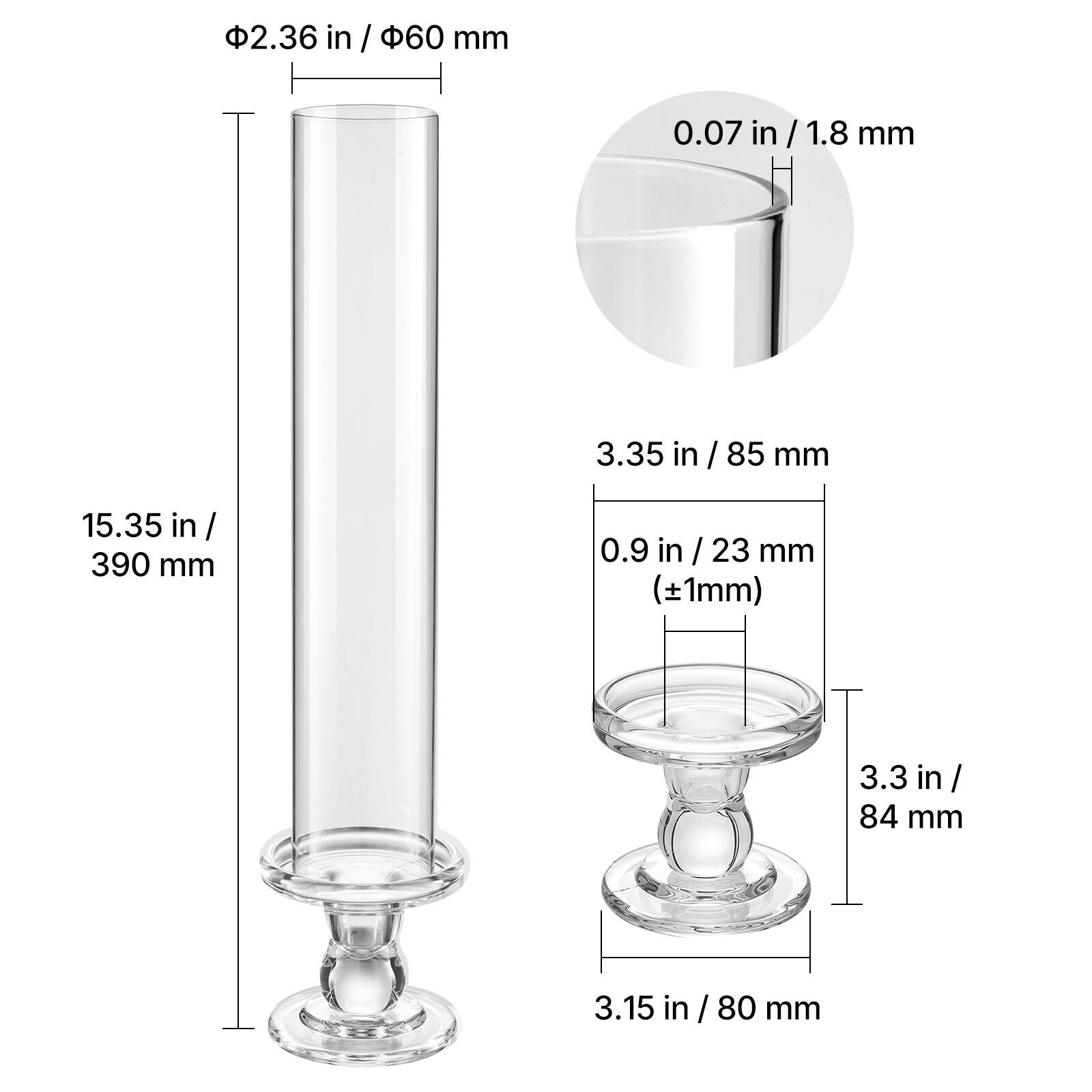 2.36 in / 60 mm  
0.07 in / 1.8 mm  
3.35 in / 85 mm  
15.35 in / 390 mm  
0.9 in / 23 mm (±1mm)  
3.3 in / 84 mm  
3.15 in / 80 mm