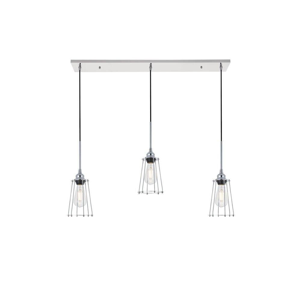 Alt View 3. Living District - Auspice 3 Light Chrome Pendant - Chrome.